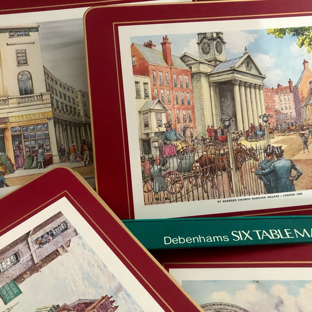 Table Mats, Set of 6, DEDENHAMS, made in England, cork back